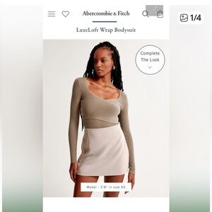 Abercrombie & Fitch Ribbed sweater Bodysuit in Tan